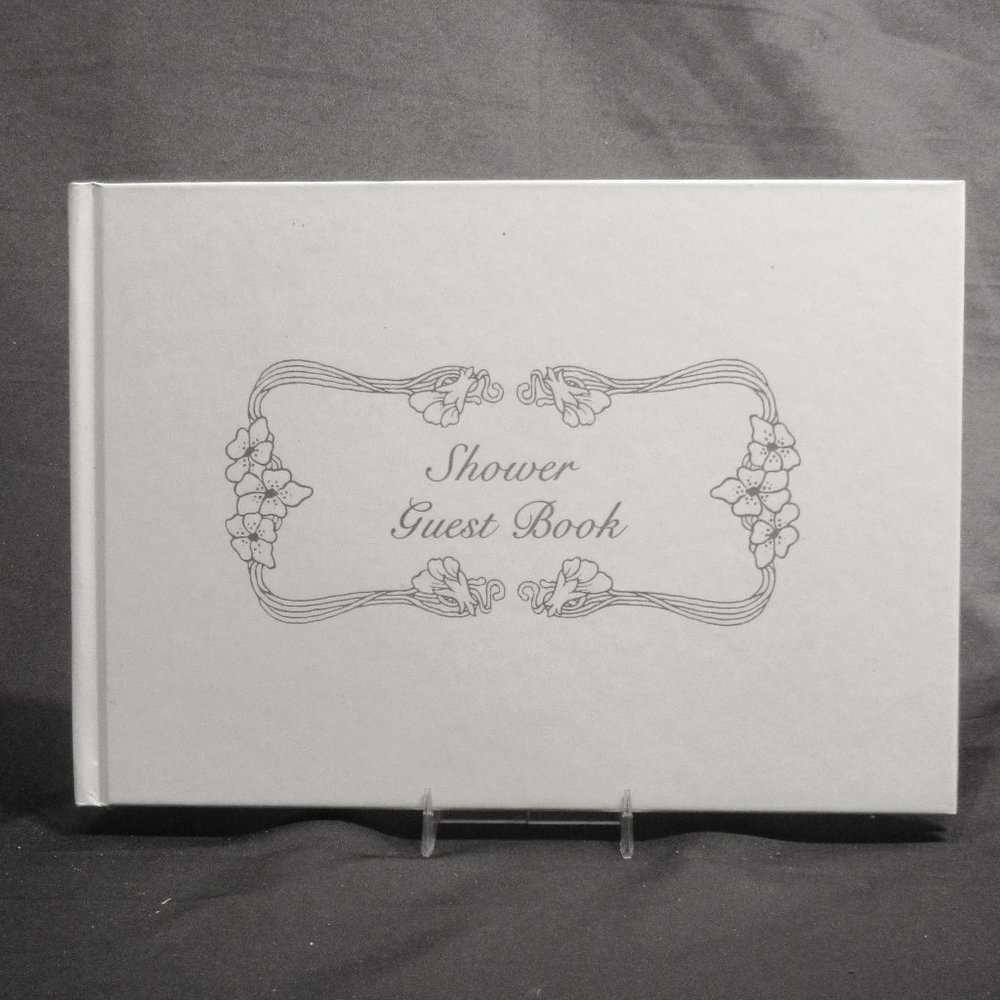 Shower Guest Book.        (Gold Ink on White)